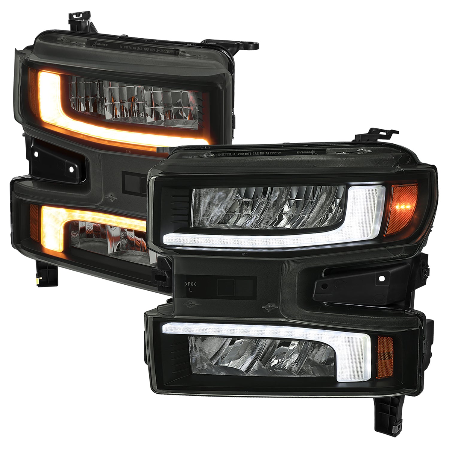 2019-2021 Chevy Silverado 1500 Full LED Projector Headlights LED Signal Smoke