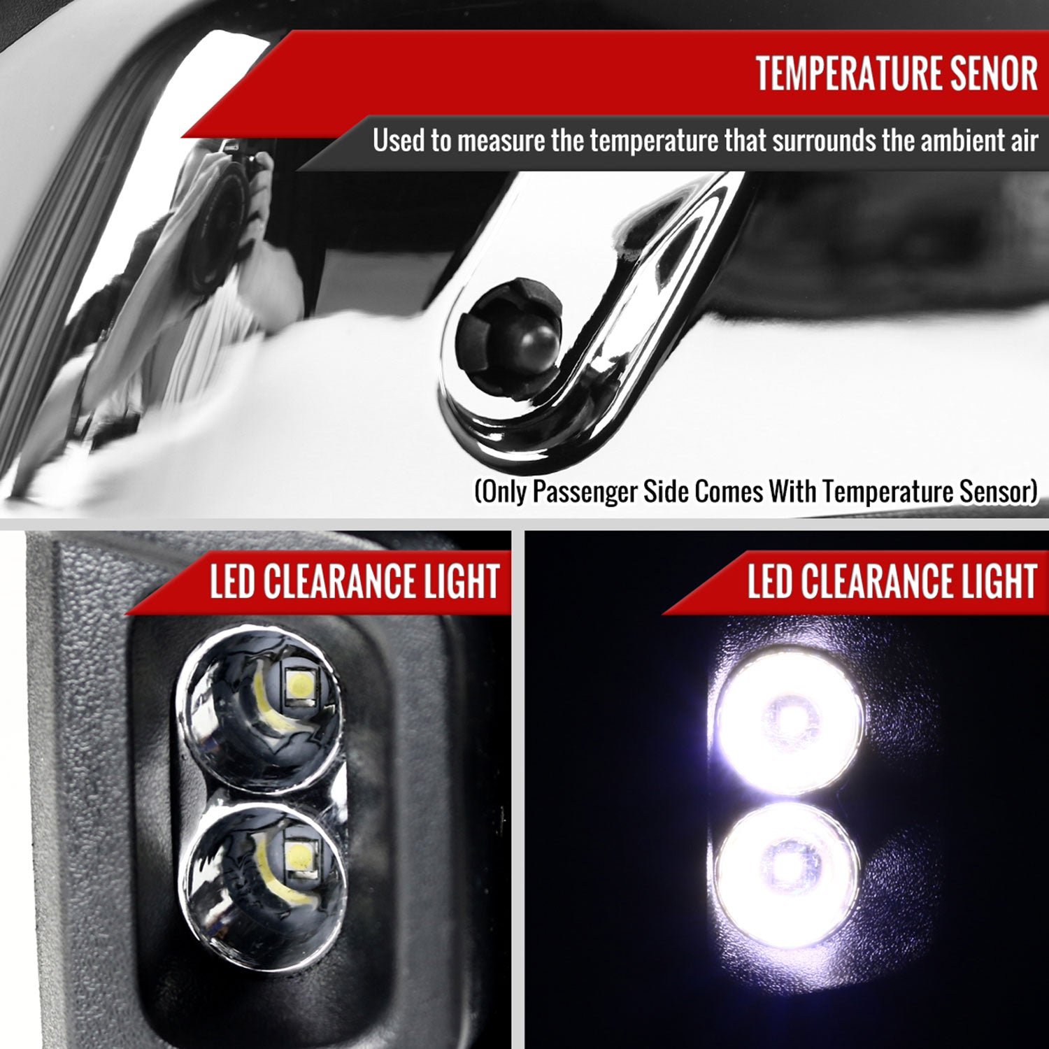 2014-2016 Chevy Silverado/GMC Sierra Heated ATS Manual Chrome Towing Mirrors