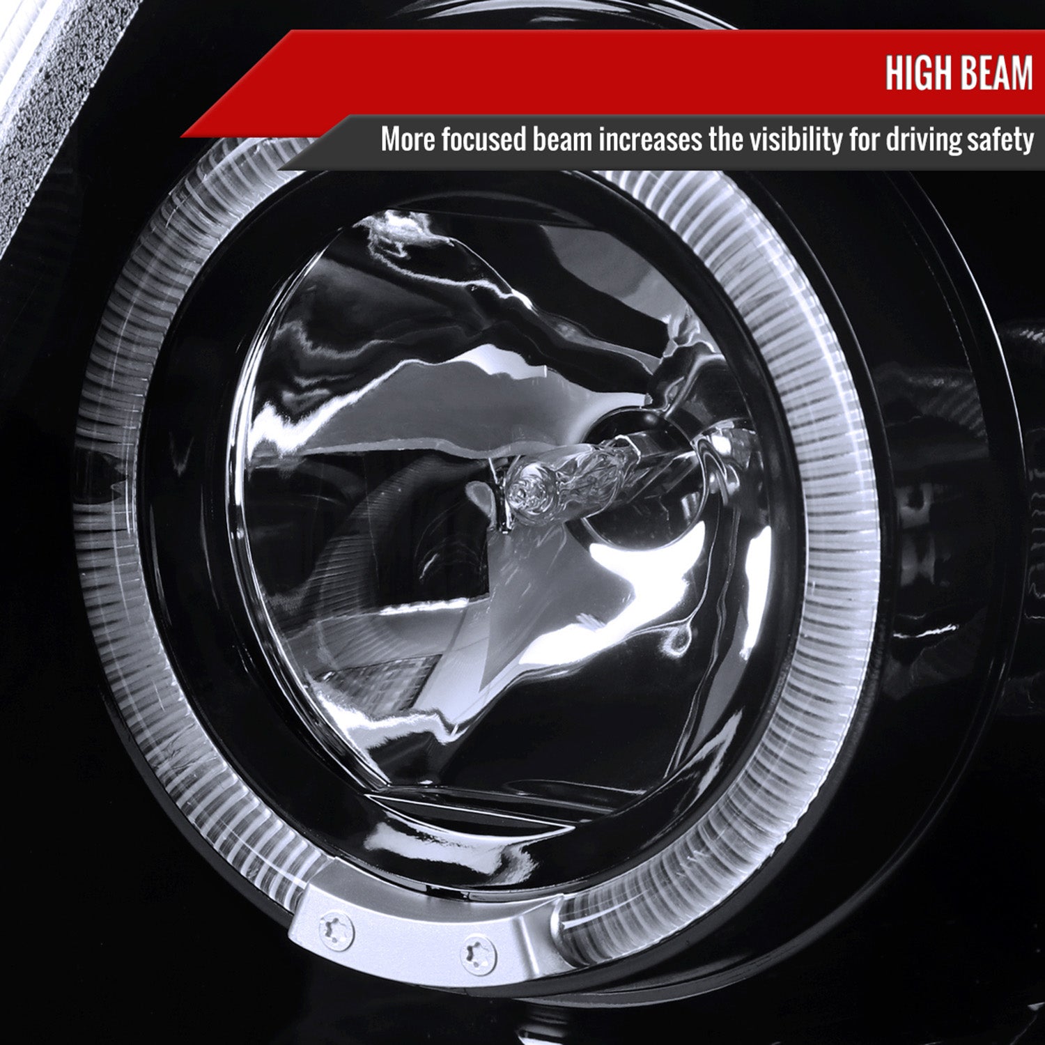 2002-2005 Ford Explorer Dual Halo Projector Headlights Glossy Black/Smoke Lens