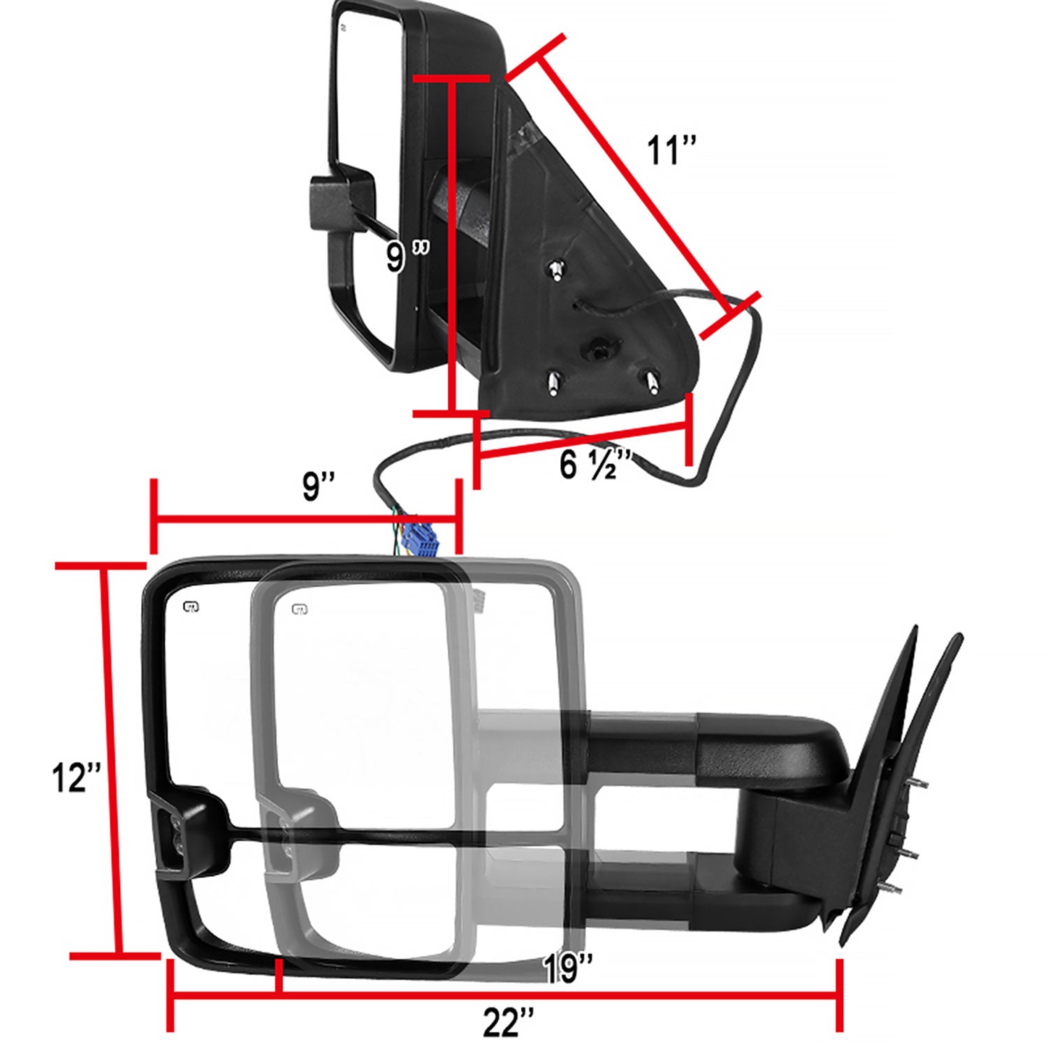 2002-2007 Chevy Silverado/Tahoe/Sierra/Yukon Heated Towing Mirrors Amber Lens