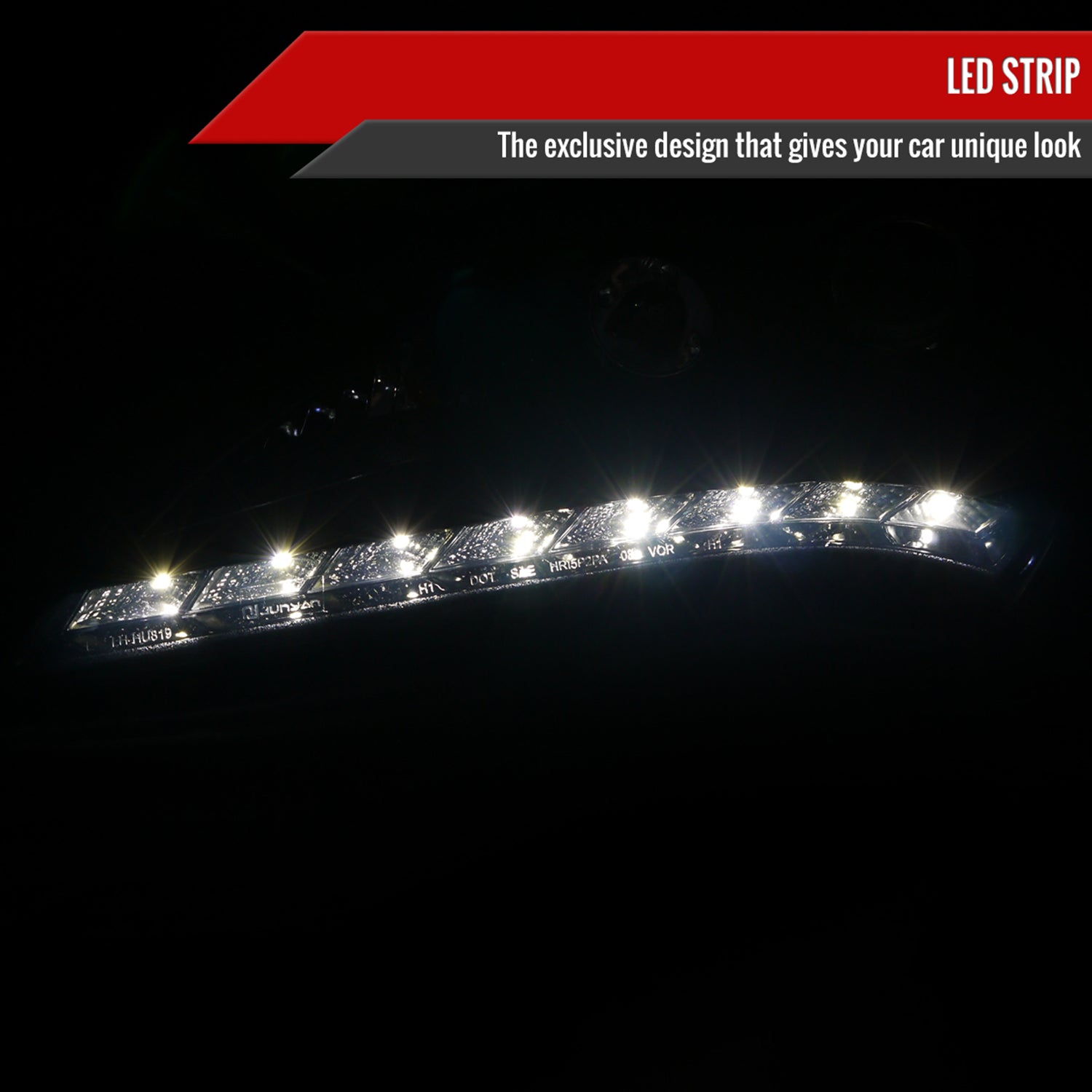 2010-2012 Hyundai Genesis Coupe R8 LED Projector Headlights Black/Smoke Lens