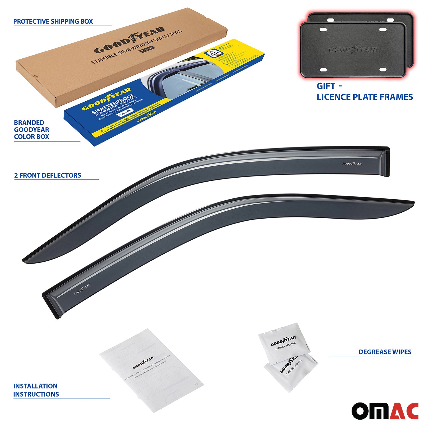 Goodyear Wind Deflector for Ford F250 F350 F450 Super Duty 2017-2025 SuperCab 2x