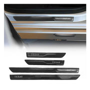 Jeep Door Sill Scuff Plate Scratch Protector Carbon Fiber Black 4 Pcs