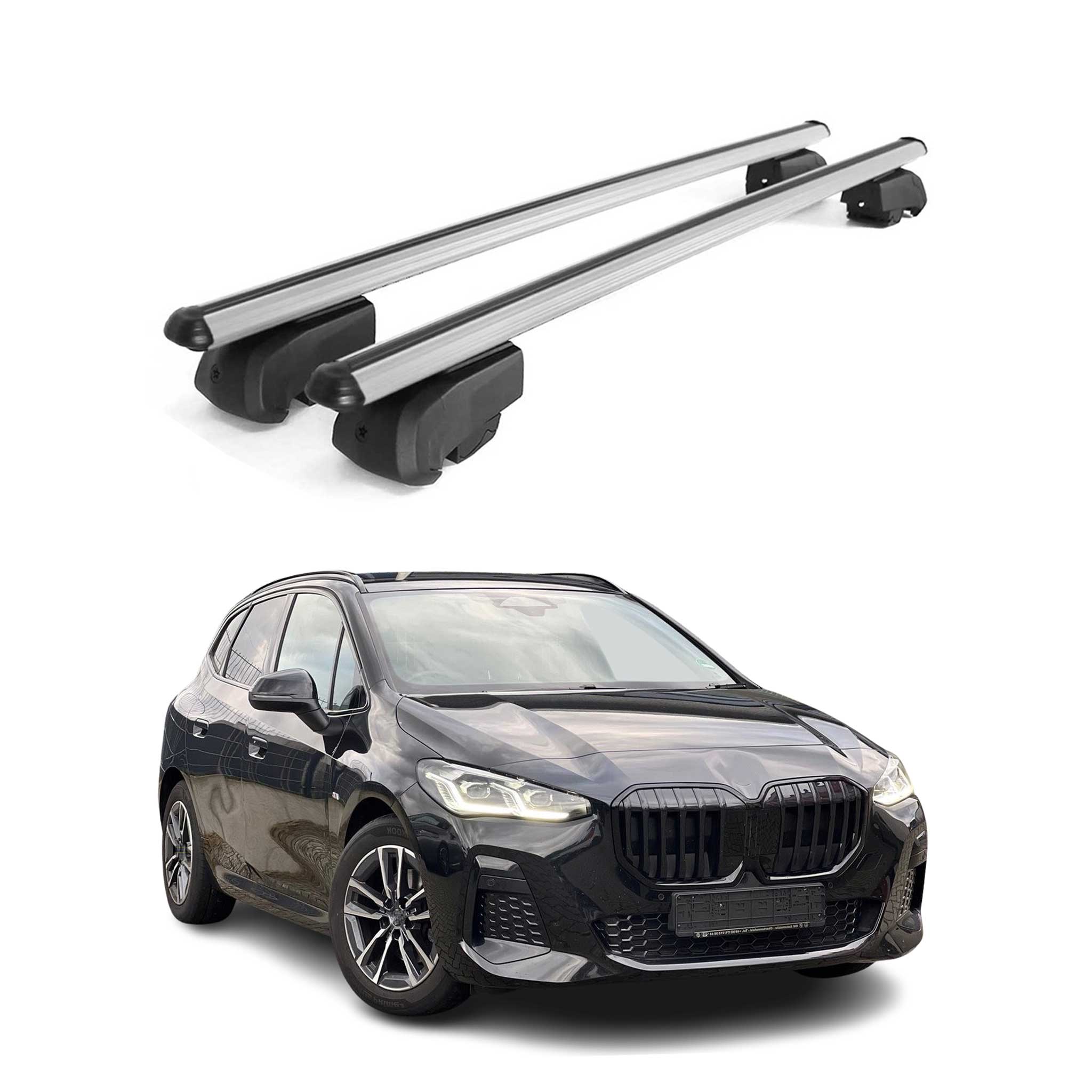 Car Roof Rack Cross Bars Luggage Carrier Lockable 47" 2 Pieces Aluminum Silver