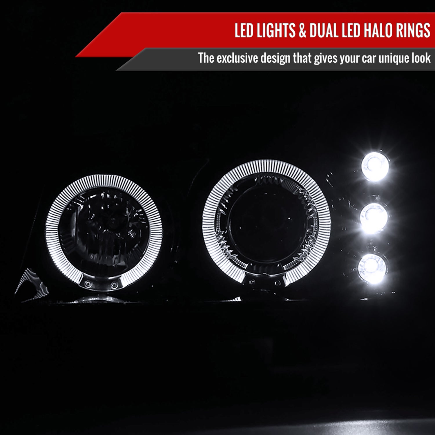 2002-2006 Chevy Avalanche/03-2007 Silverado Dual Halo Projector Headlights Smoke