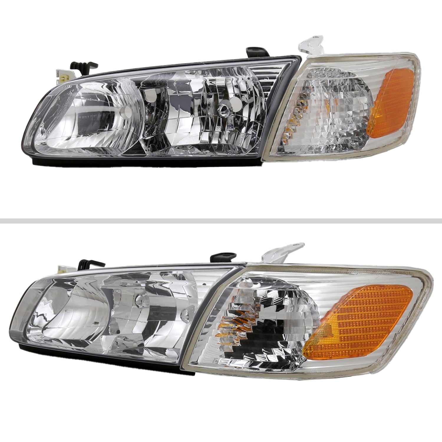 2000-2001 Toyota Camry Factory Headlights w/Amber Reflectors Chrome/Clear
