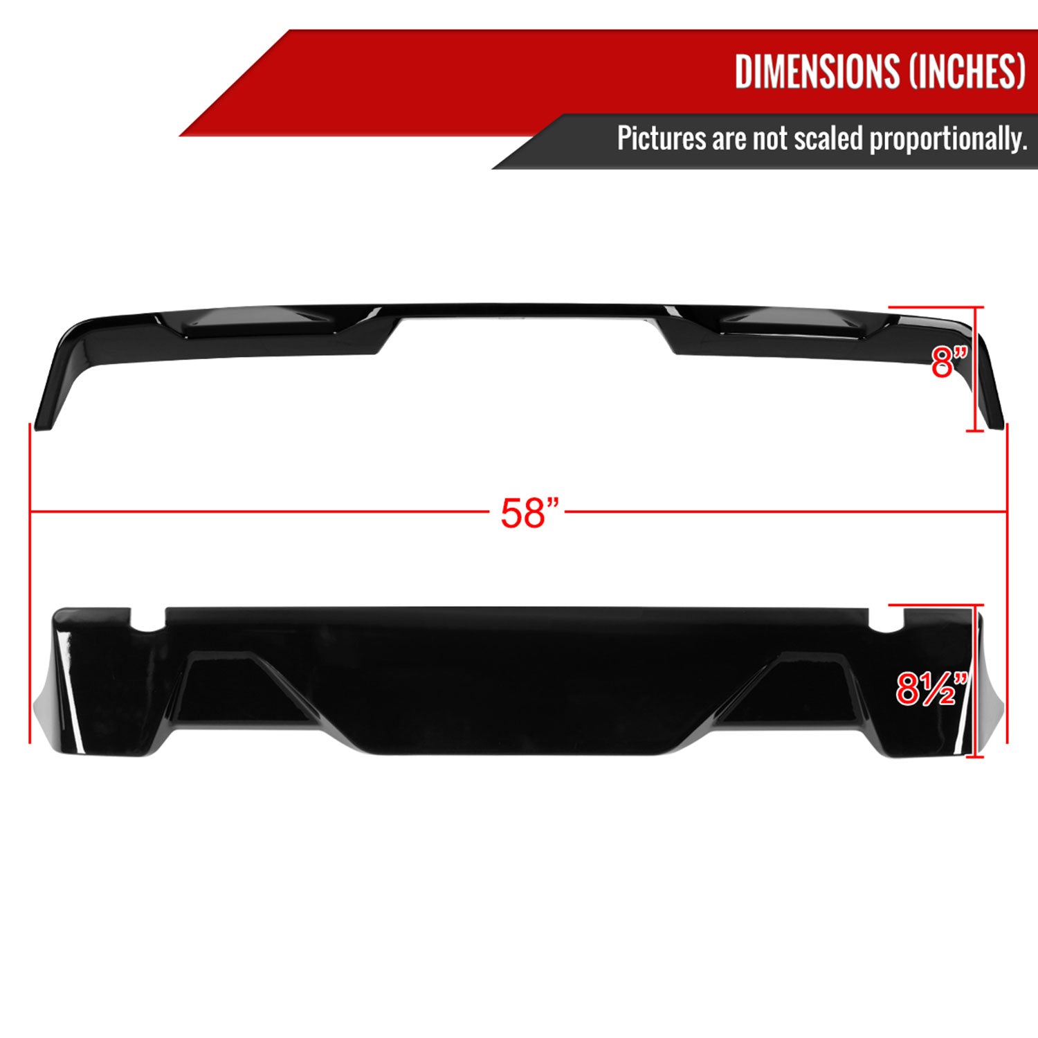 2015-2020 Ford F-150 1PC Rear Roof Glossy Black Truck Spoiler Wing