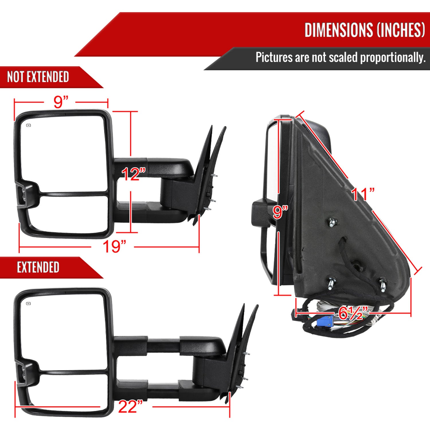 2002-2007 Chevy Silverado/ GMC Sierra/Yukon/ XL Heated Towing Mirrors Smoke