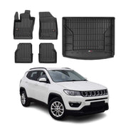 2017-2026 Jeep Compass Premium Floor Mats & Cargo Liner Full Set All Weather Heavy Duty Upper Trunk