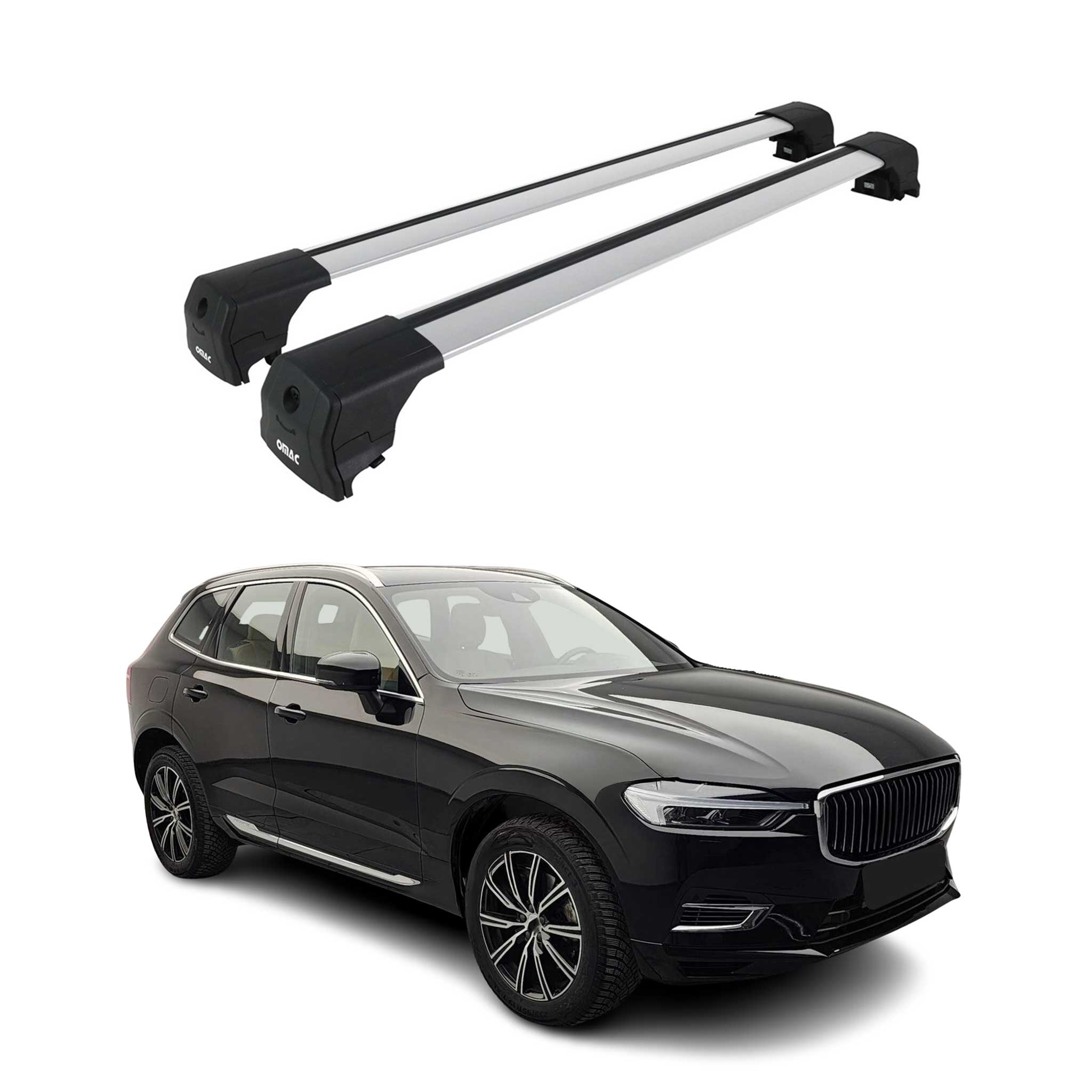 Aluminium Roof Racks Cross Bars Carrier for Volvo XC60 2018-2026 Gray 2Pcs