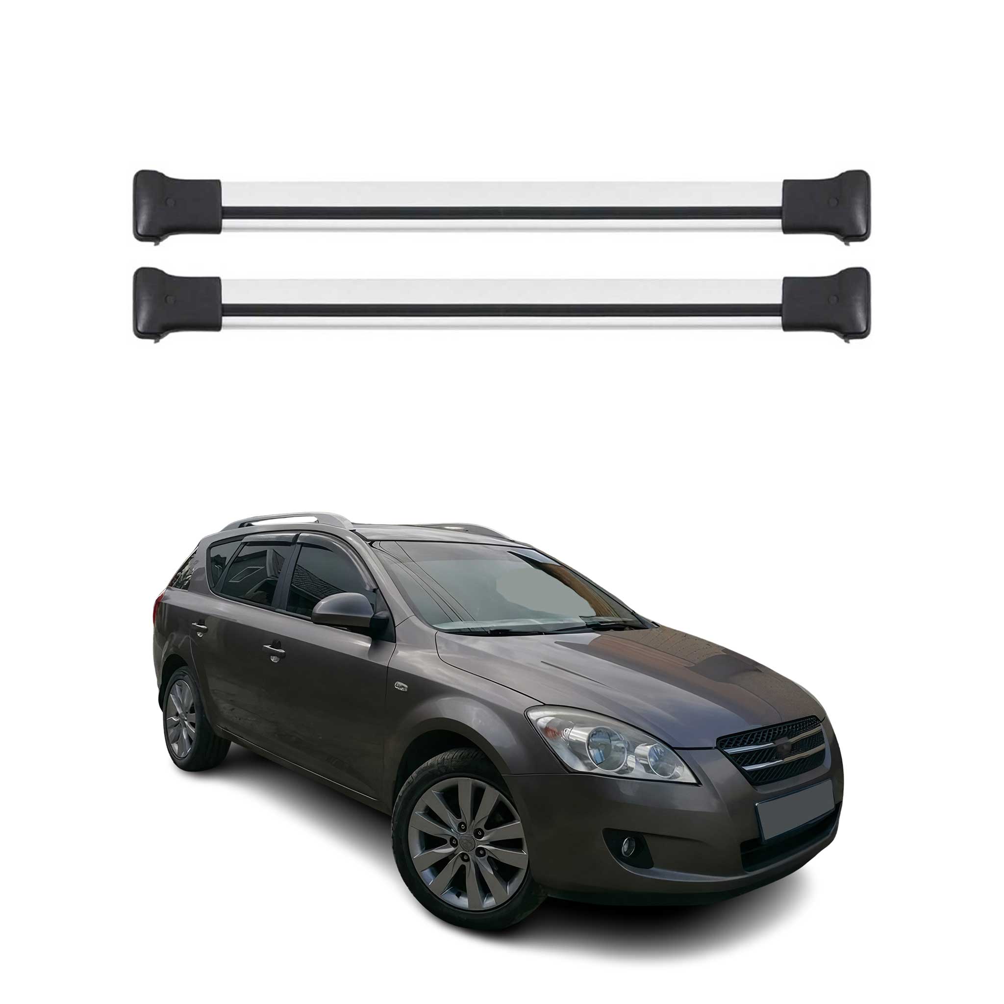 2007-2011 Kia Cee'd Estate Roof Rack Cross Bars Silver