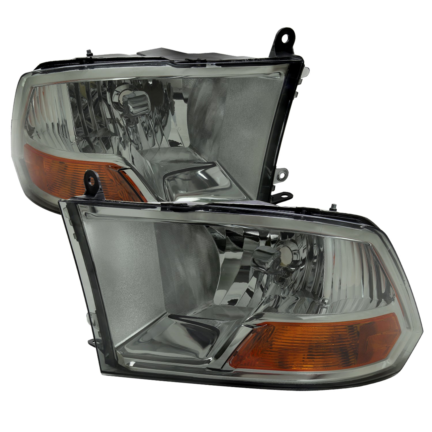 2009-2018 Dodge RAM 1500/ 2019-2023 2500 3500 Quad Headlights Chrome/Light Smoke