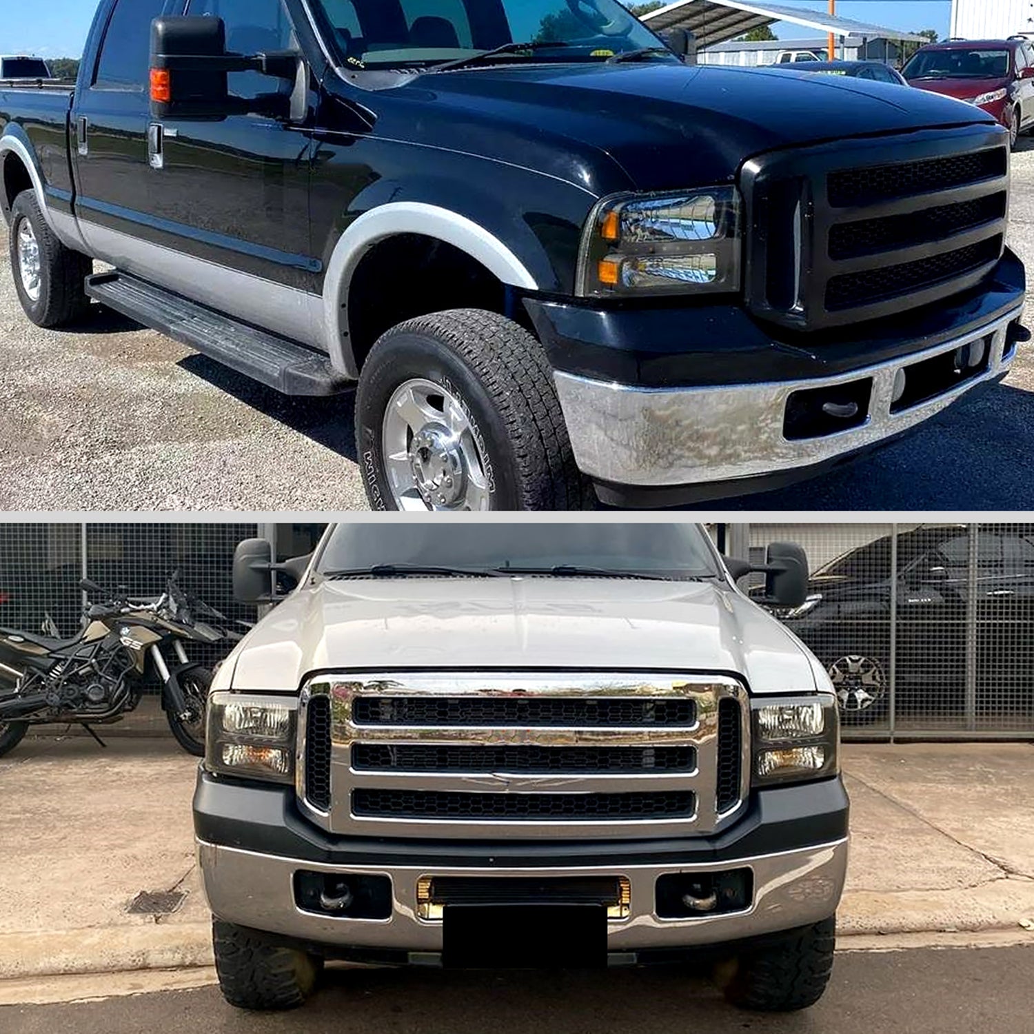 2005-2007 Ford F-250/350/450/550/Excursion Crystal Headlights LED Light Black