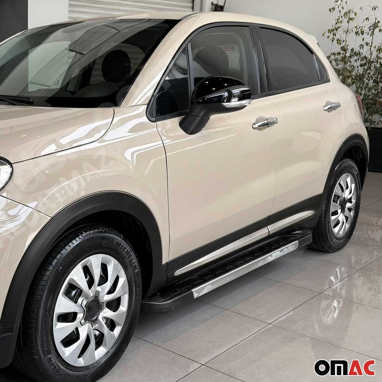 2016-2023 Fiat 500X Side Door Molding Trim Skirt Garnish Stainless Steel Silver 4 Pcs