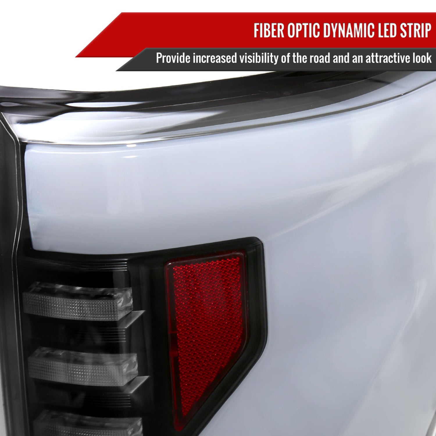 2015-2017 Ford F-150 Turn Signal Animated White LED Bar Tail Lights Matt Black