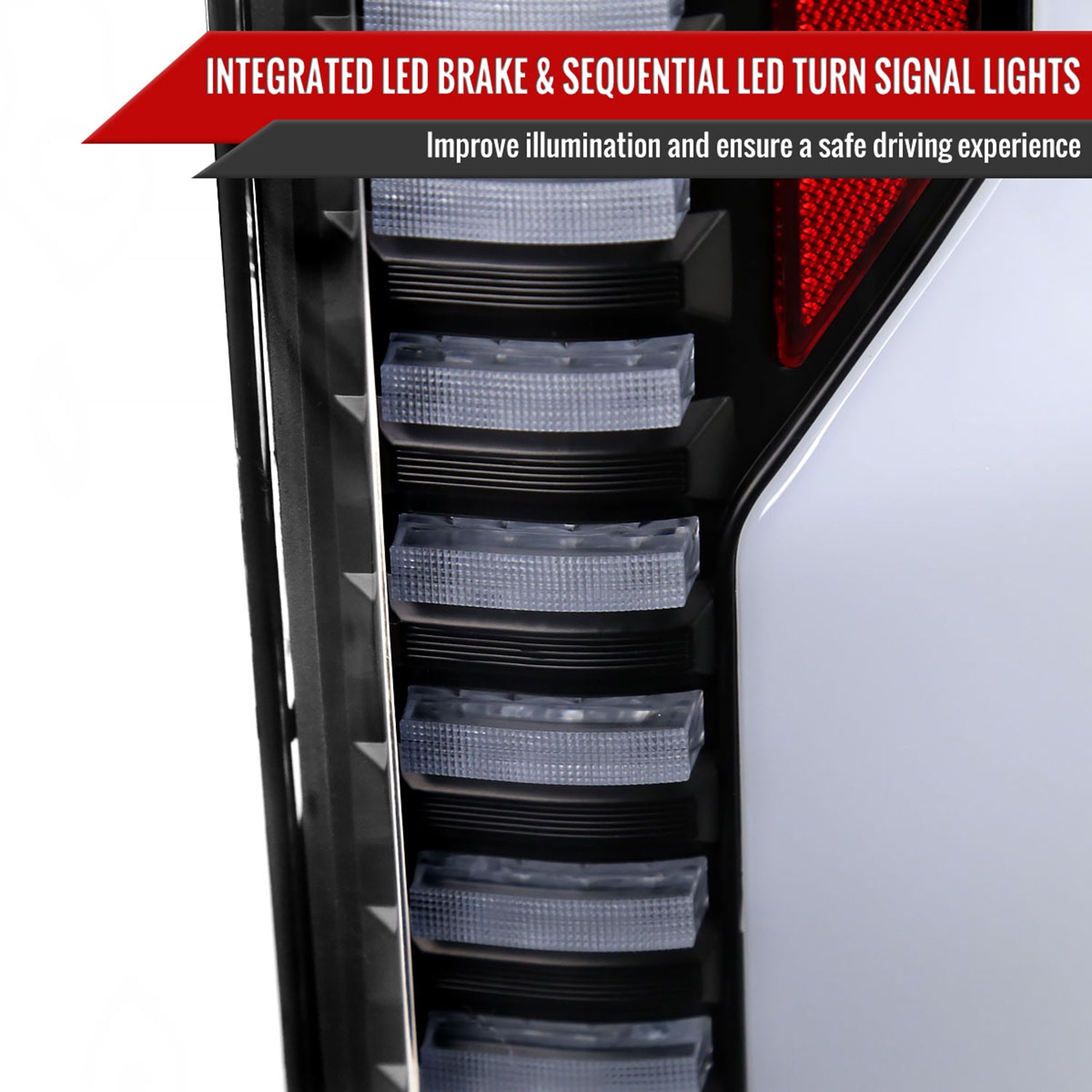 2018-2020 Ford F-150 Turn Signal Animated White LED Bar Tail Lights Matt Black