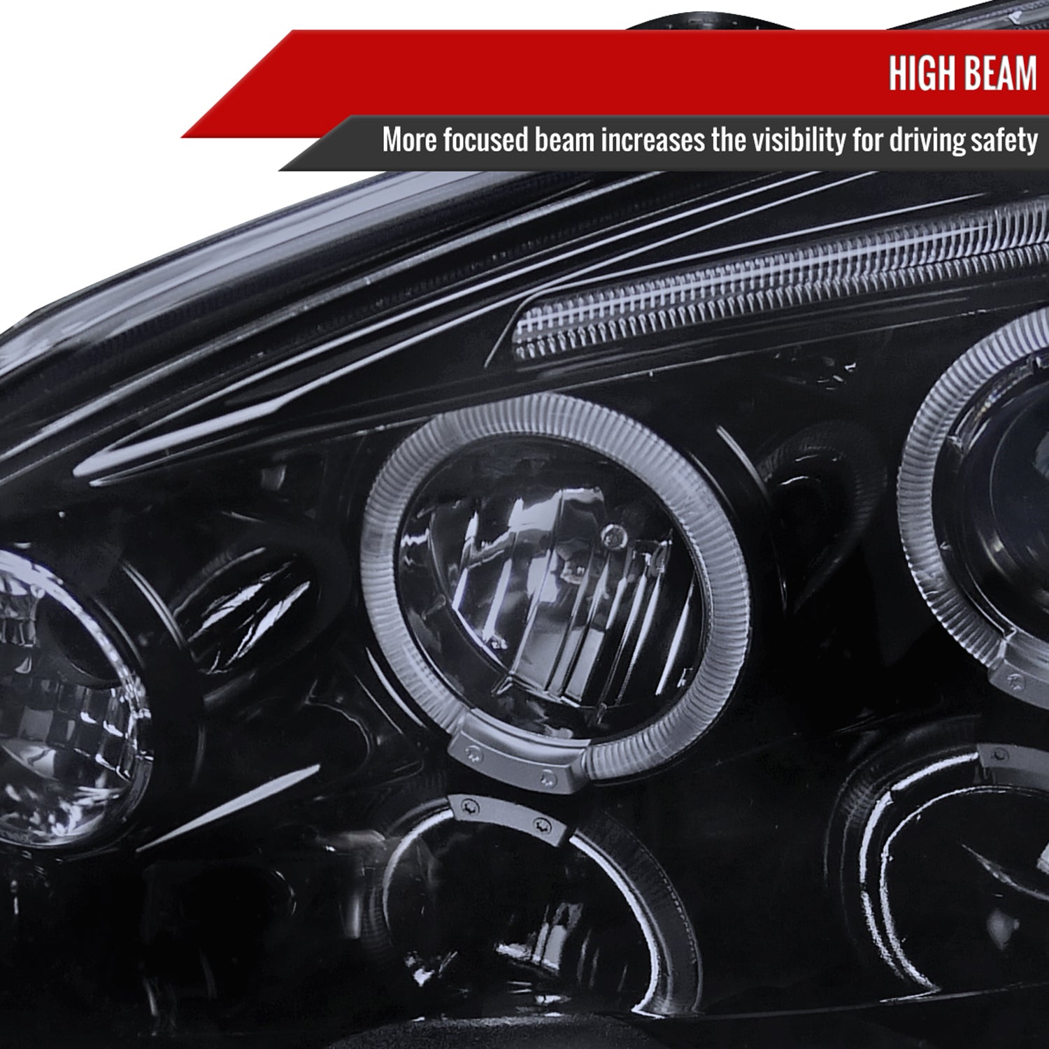 2002-2004 Acura RSX Dual Halo Projector Headlights Glossy Black/Smoke Lens