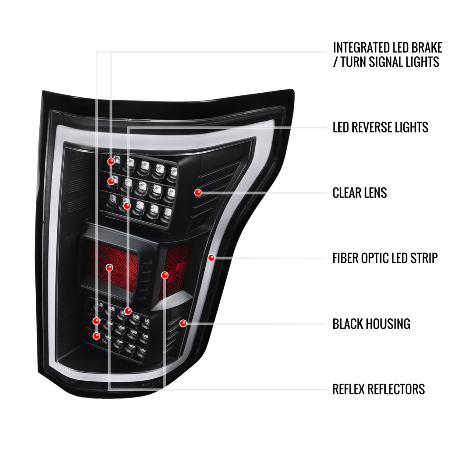 2015-2017 Ford F-150 V2 LED Tail Lights Matte Black Housing/Clear Lens