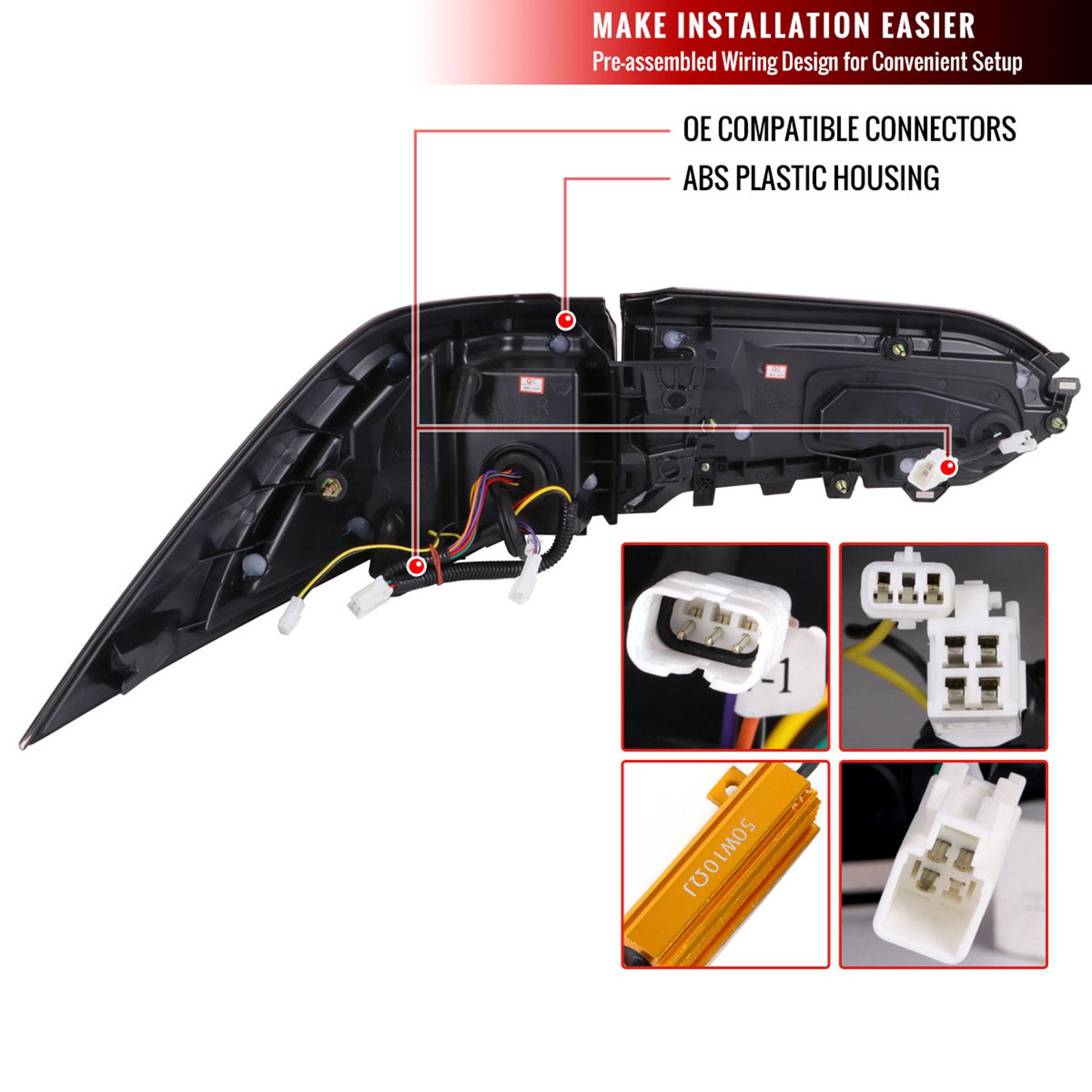 2019-2024 Toyota RAV4 Red LED Bar Signal Tail Lights Jet Black/Clear