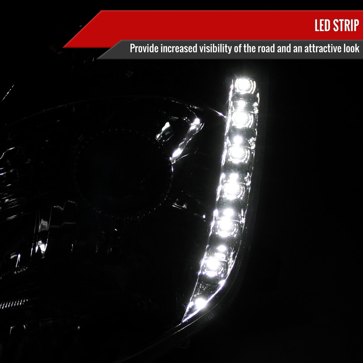 2003-2005 Nissan 350Z Projector Headlights w/ SMD LED Light Strip Chrome/Smoke
