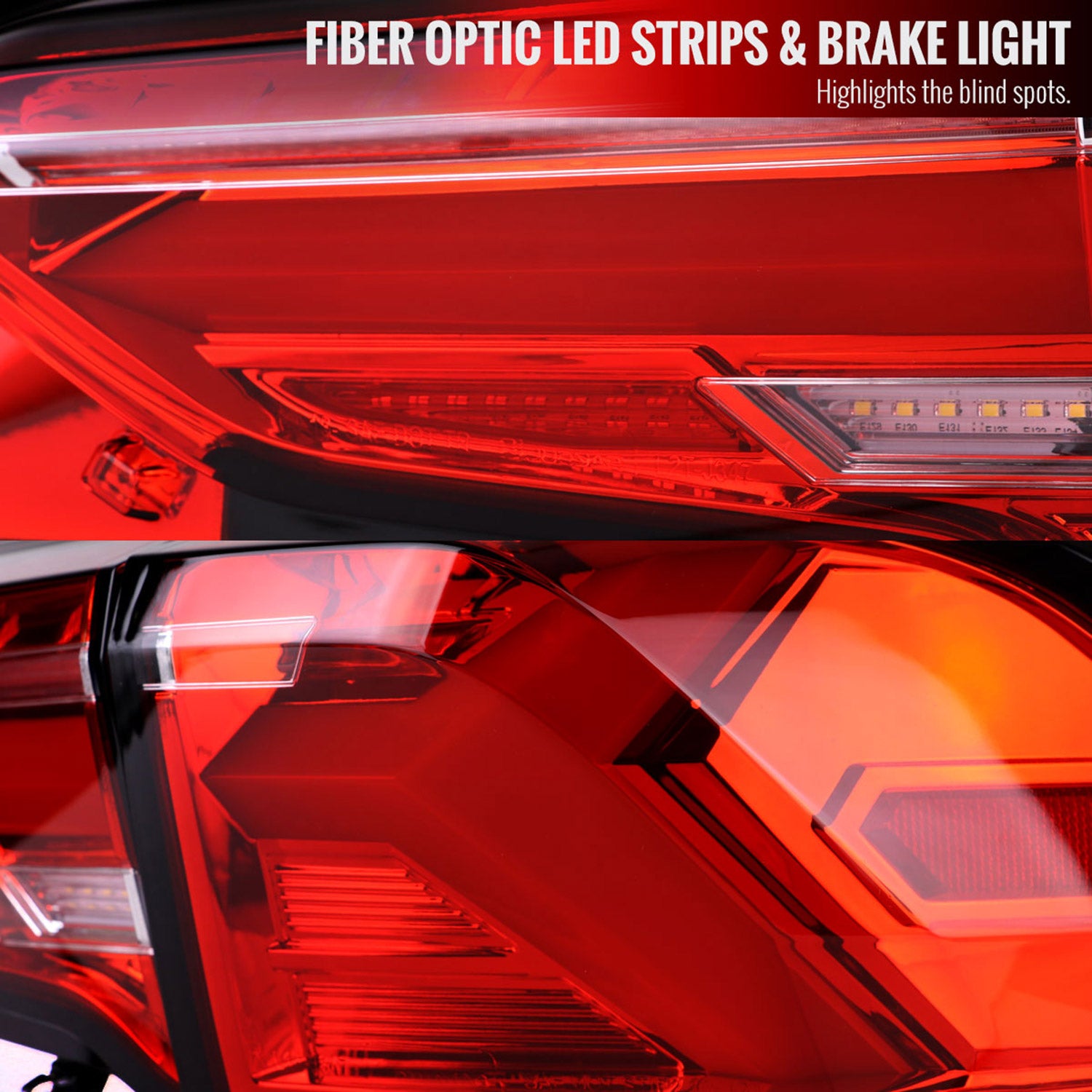 2019-2024 Toyota RAV4 Red LED Bar Sequential Signal Tail Lights Chrome/Red