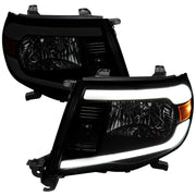 For Toyota Tacoma 2005-2011 LED Bar Factory Style Headlights Matte Black Housing Smoked Lens