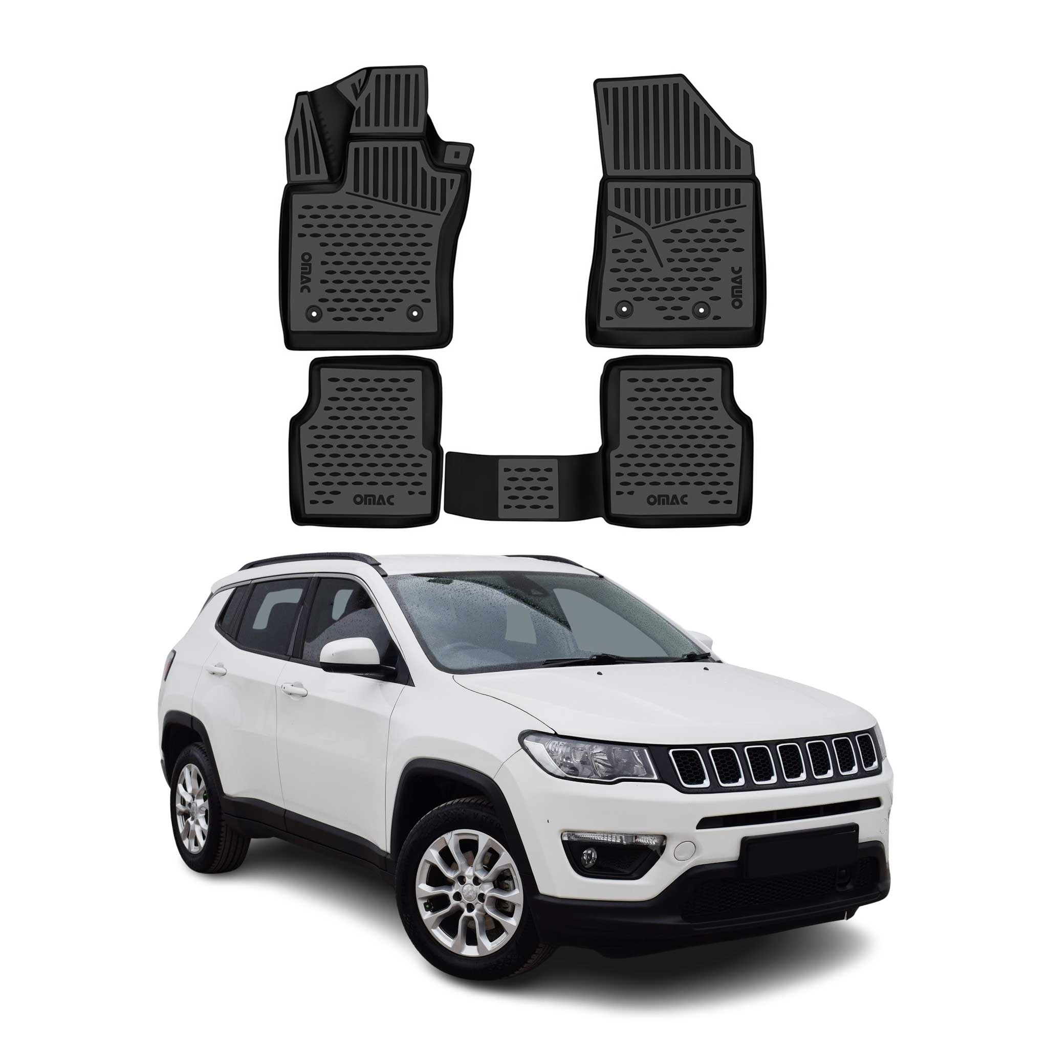 2017-2026 Jeep Compass Floor Mats Liners Full Set All Weather Black