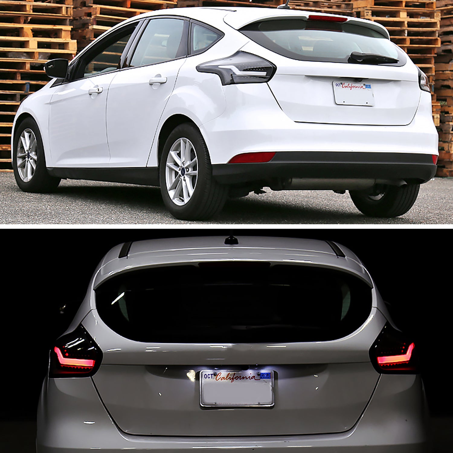 2015-2019 Ford Focus Hatchback LED Tail Lights Matte Black/Clear Lens
