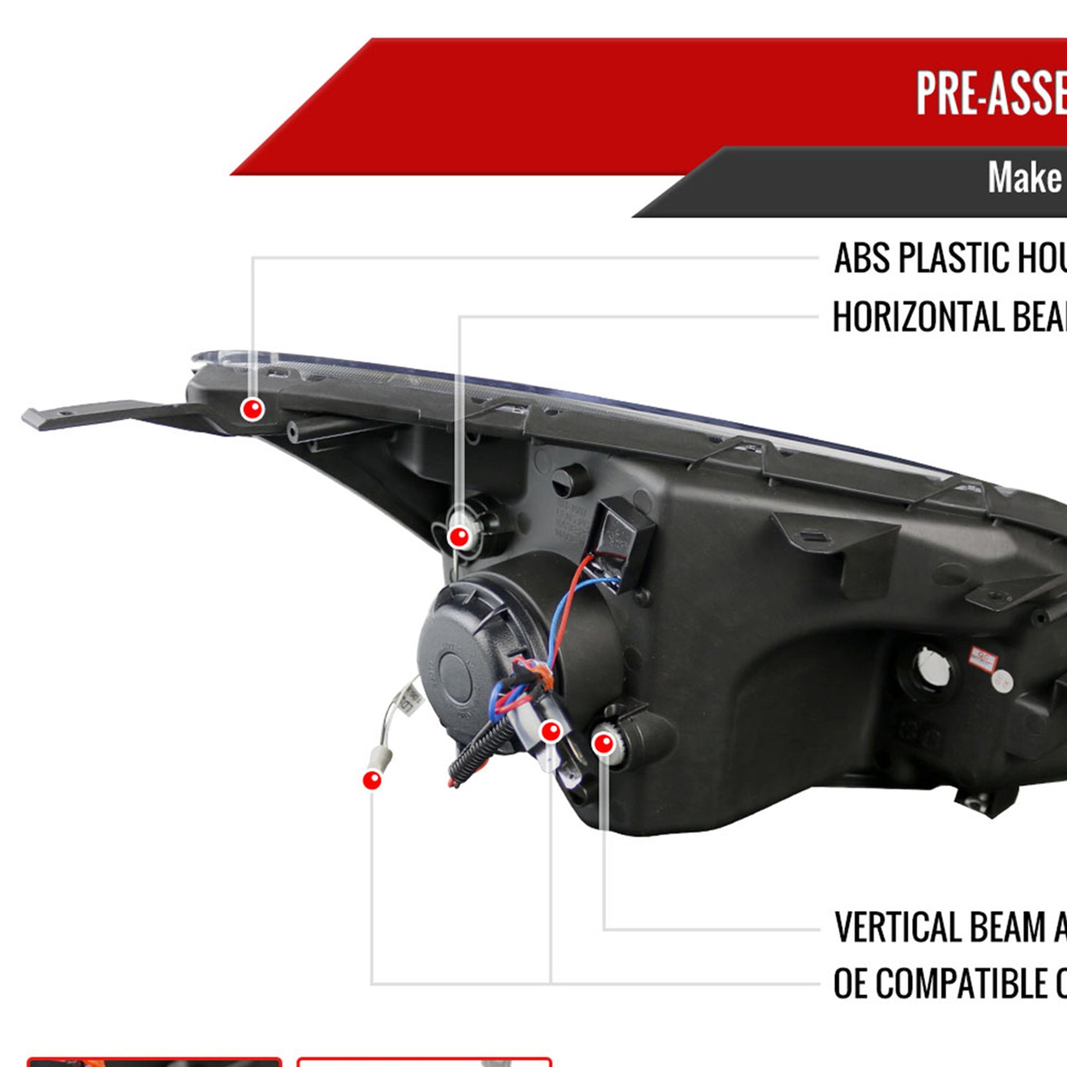 2007-2011 Honda CRV LED Bar Projector Headlights Matte Black/Clear Lens