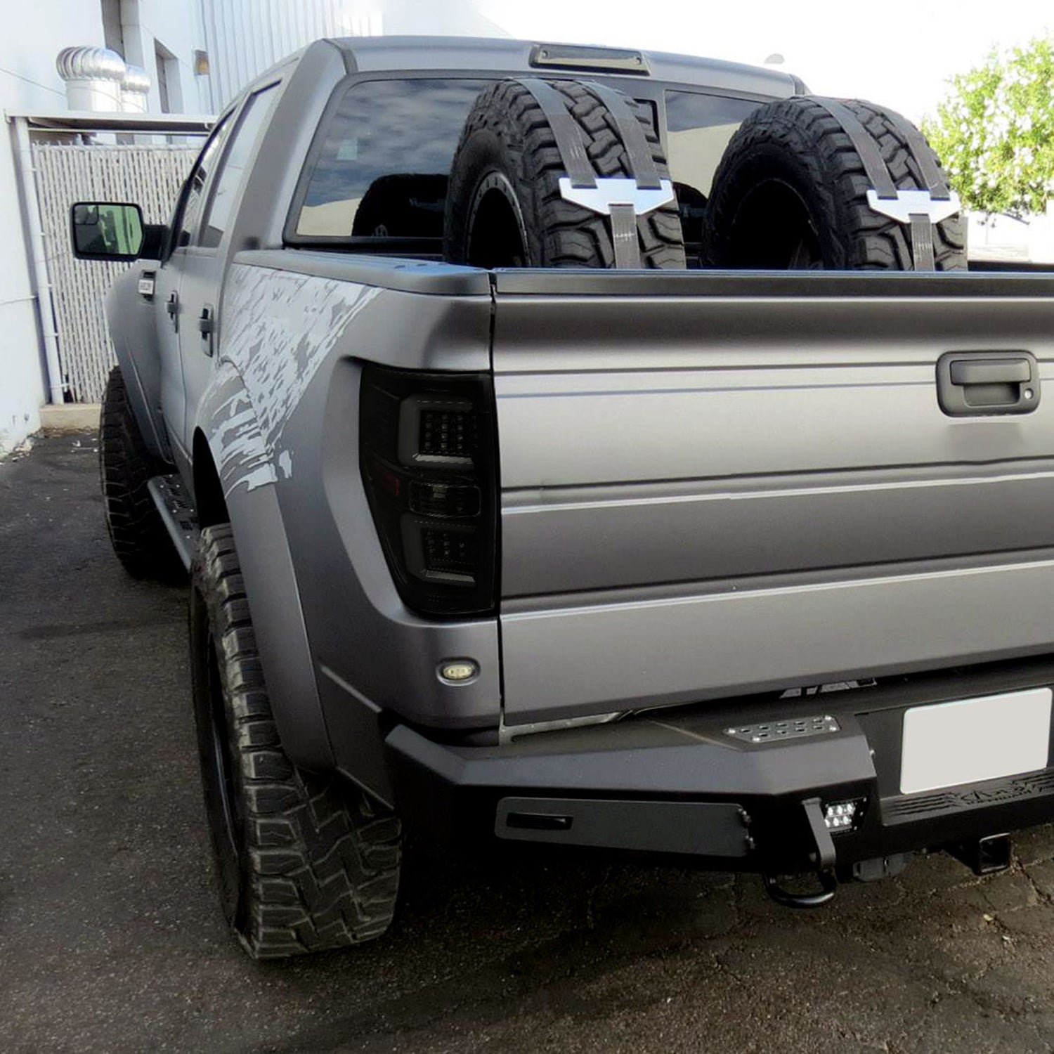 2009-2014 Ford F-150 White C-Bar LED Tail Lights Glossy Black/Smoke Lens