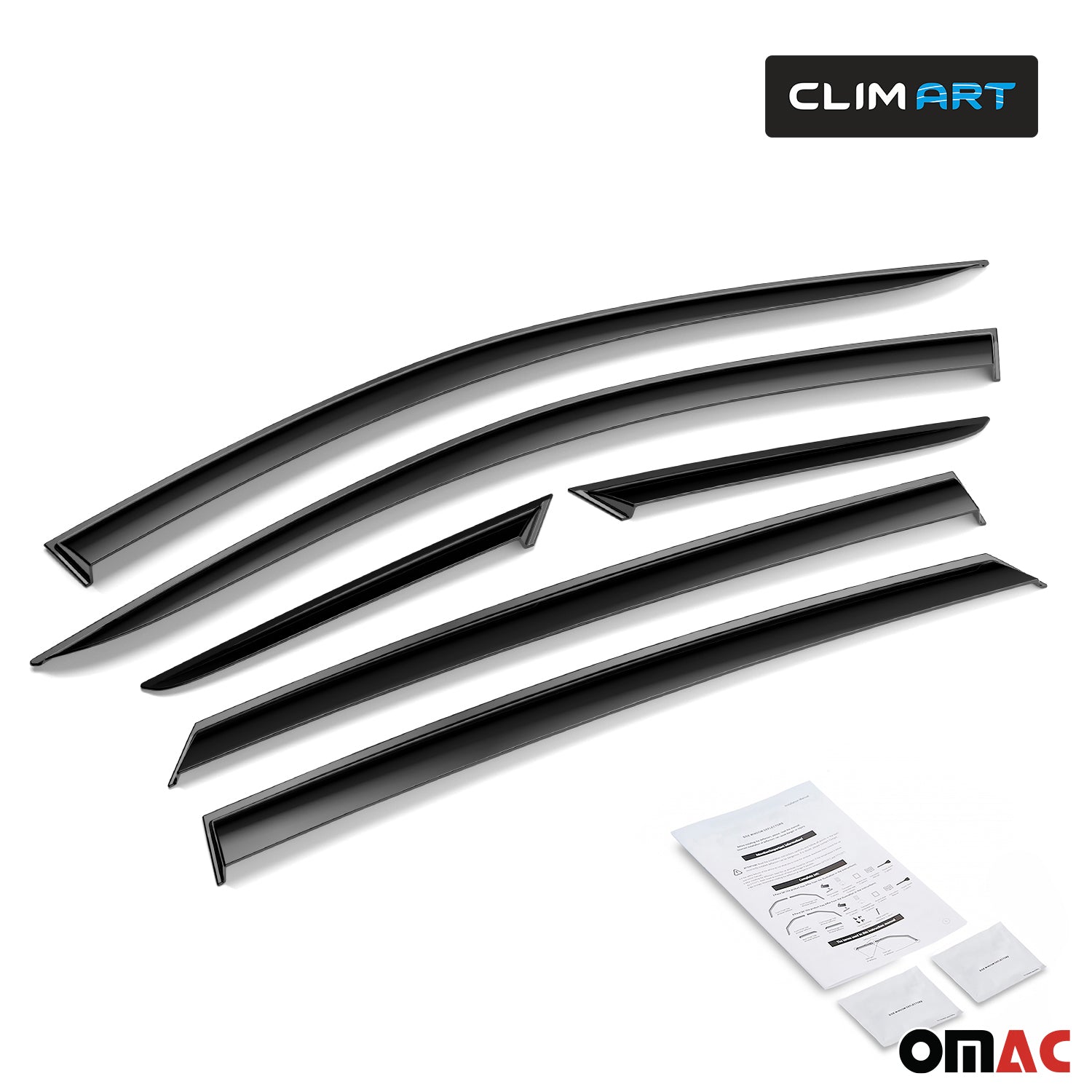 Clim Art Wind Deflectors for Nissan Rogue 2021-2025 Shatterproof Tape-On Dark 6x
