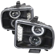 2005-2009 Ford Mustang Halo Projector Headlights LED Light Strip Matt Black