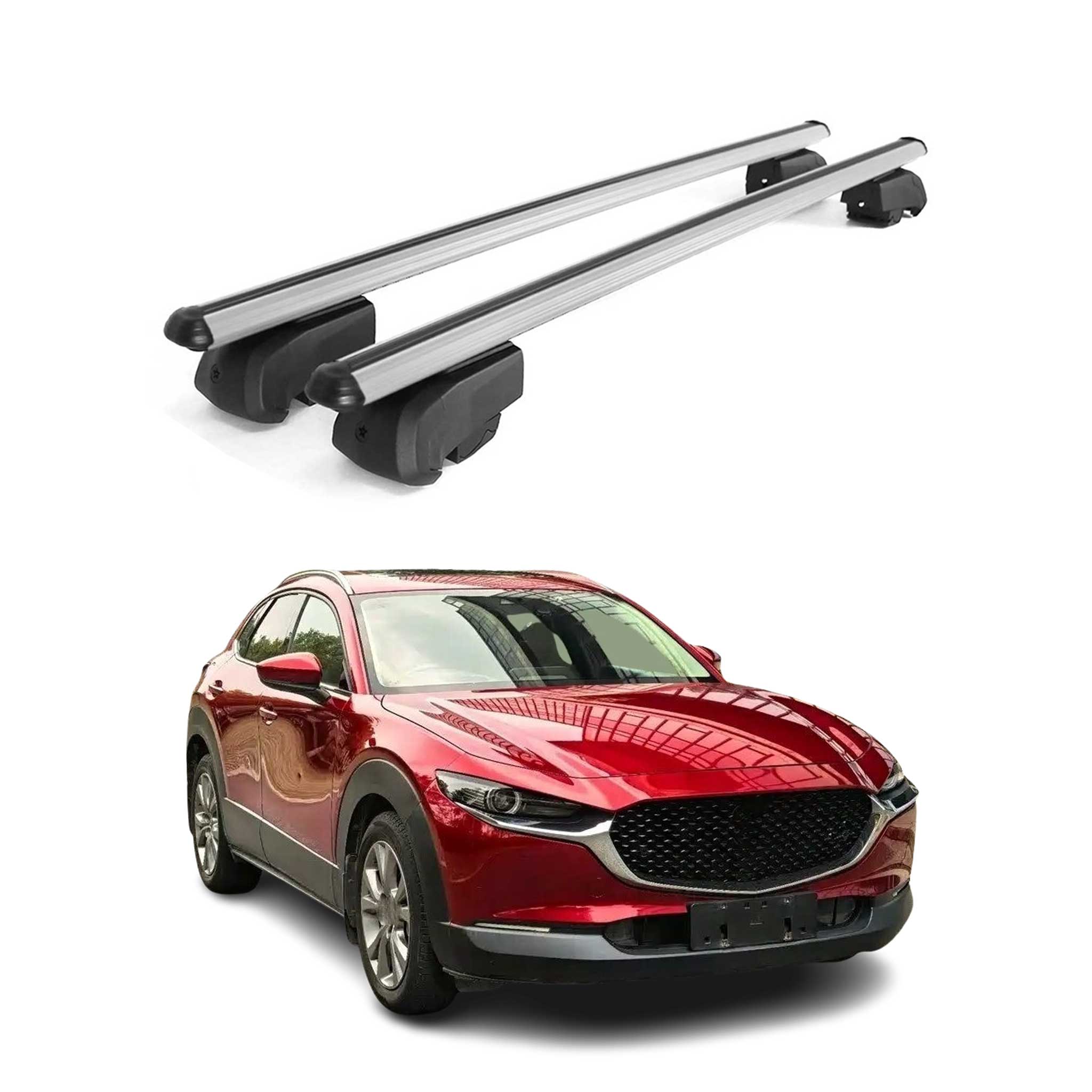 2020-2026 Mazda CX-30 Roof Rack Cross Bars Luggage Carrier Alu Silver 2 Pcs