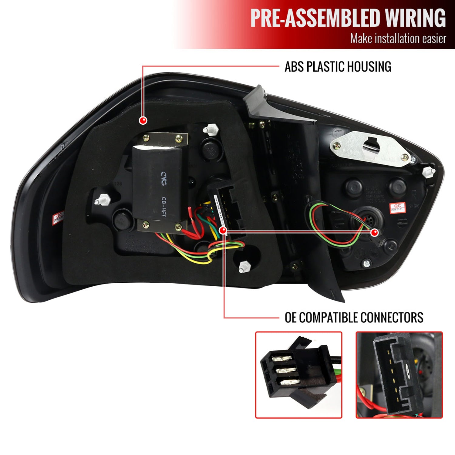 2006-2008 BMW E90 3 Series Sedan LED Tail Lights Jet Black/Clear Lens
