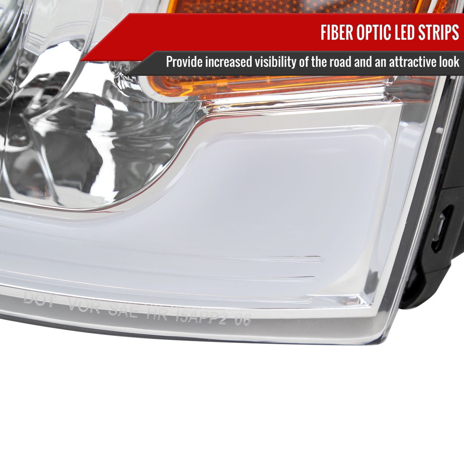 2004-2008 Ford F-150/06-2008 Lincoln Mark LT Projector Headlights LED Bar Amber
