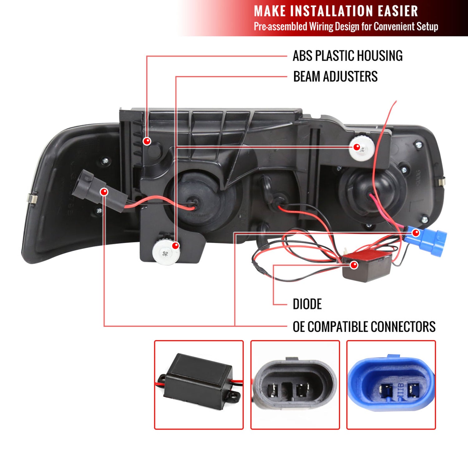 1999-2002 Chevy Silverado/ 00-2006 Tahoe Suburban Dual Halo Headlights Smoke