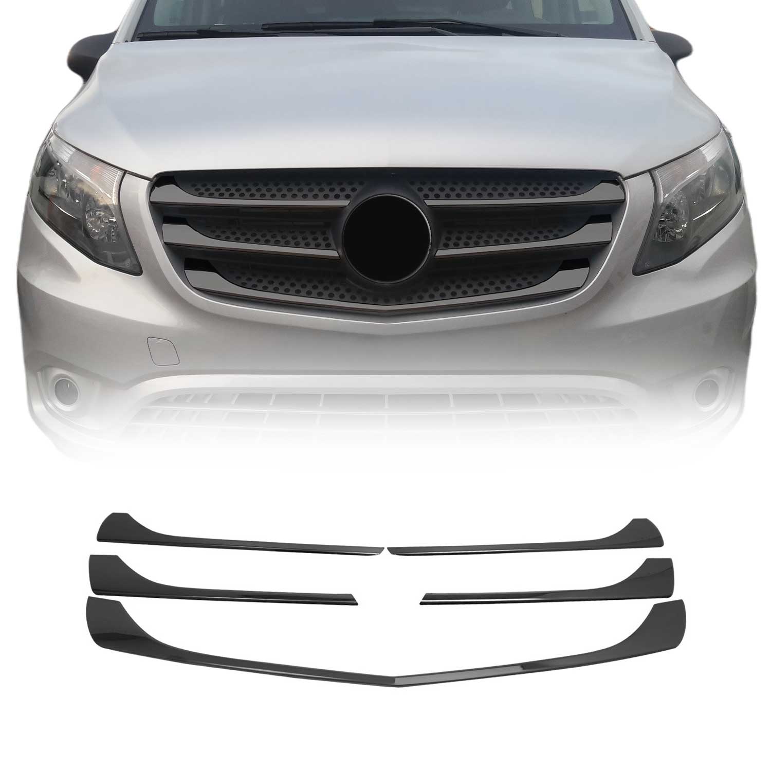 2016-2020 Mercedes Metris Front Bumper Grill Trim Molding S. Steel Dark 5x