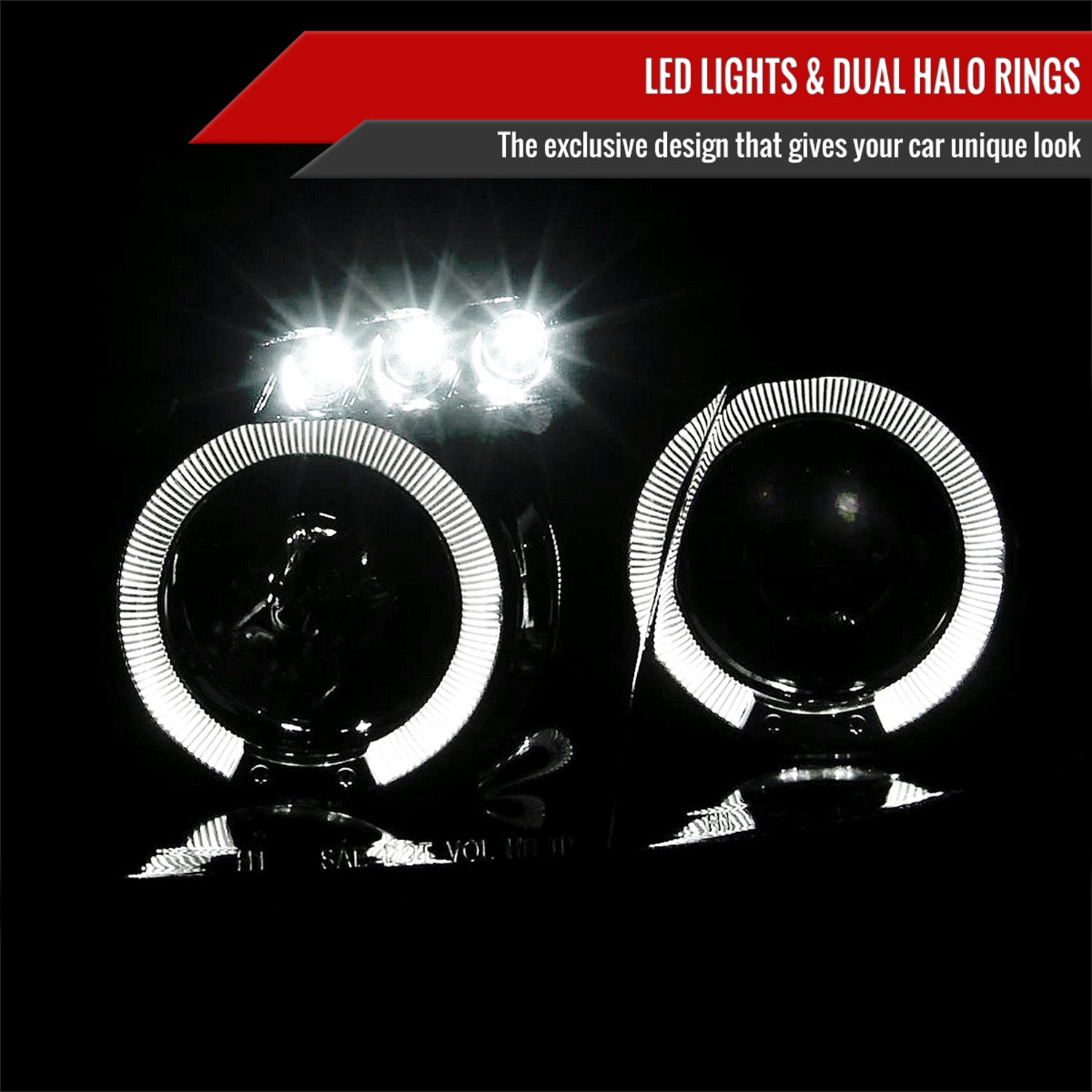 2001-2005 Mazda Miata MX-5 Dual Halo Projector Headlights Glossy Black/Smoke