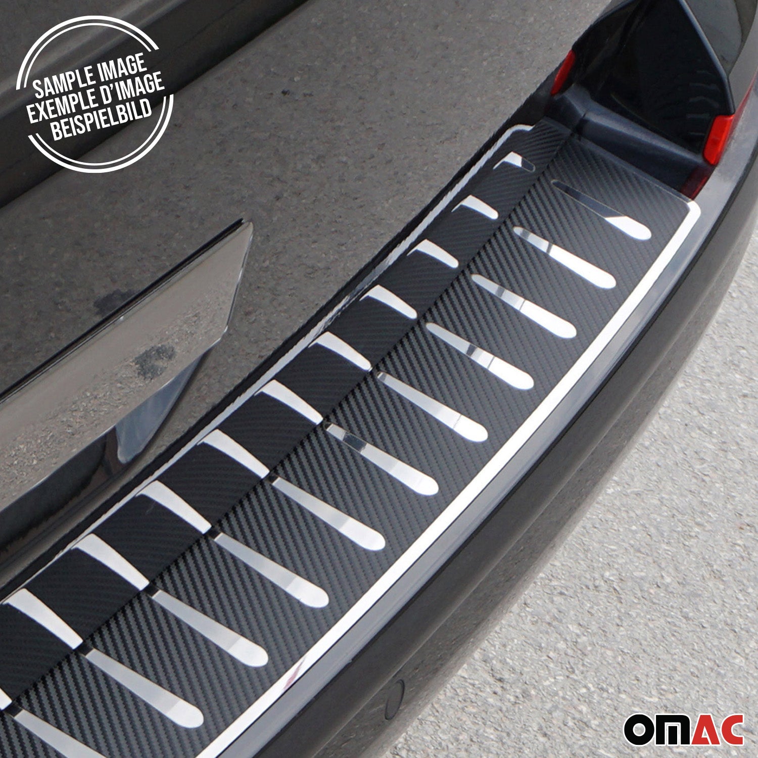 2017-2023 BMW 5 Series G30 Sedan Rear Bumper Sill Cover Stainless Steel Carbon Foiled