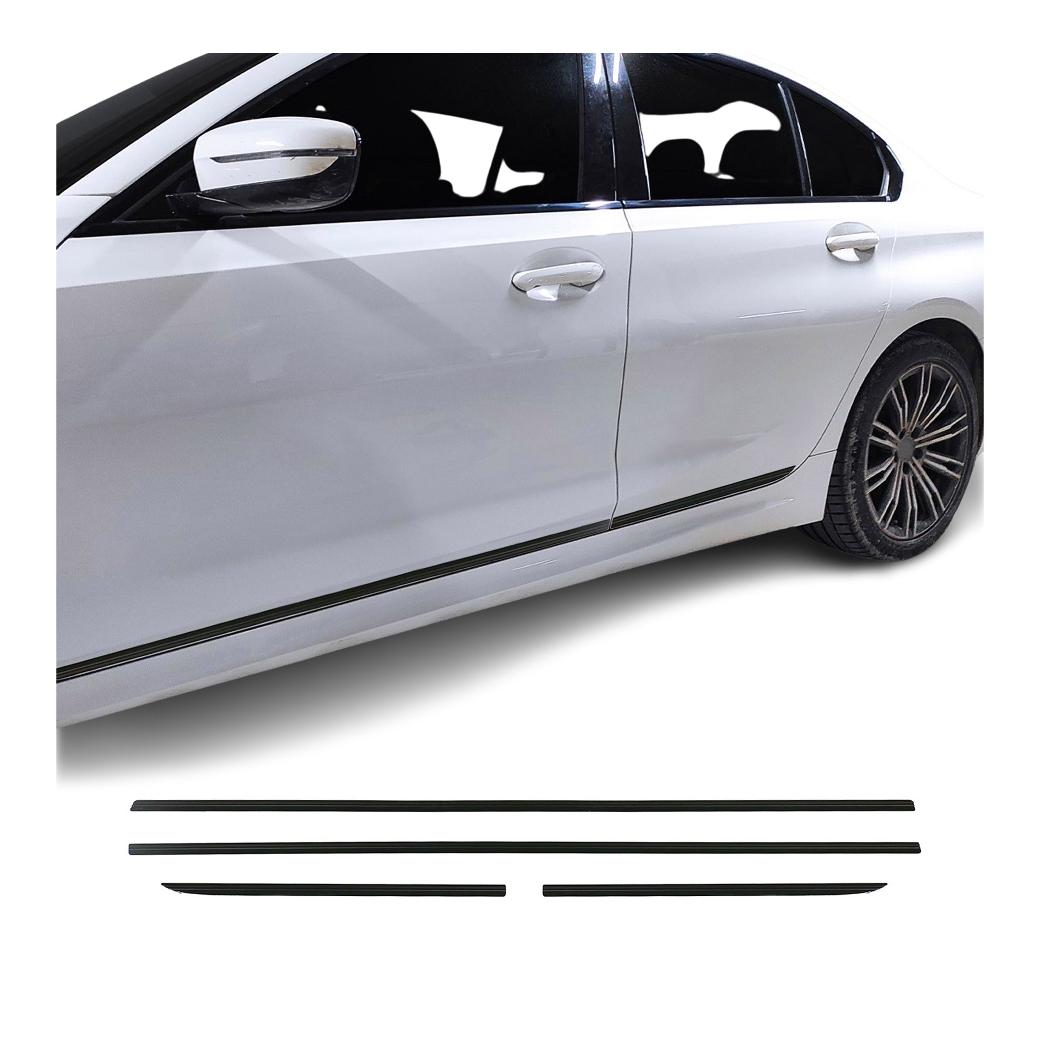 2006-2010 VW Jetta A5 Side Door Molding Trim Skirt Garnish Black 4 Pcs