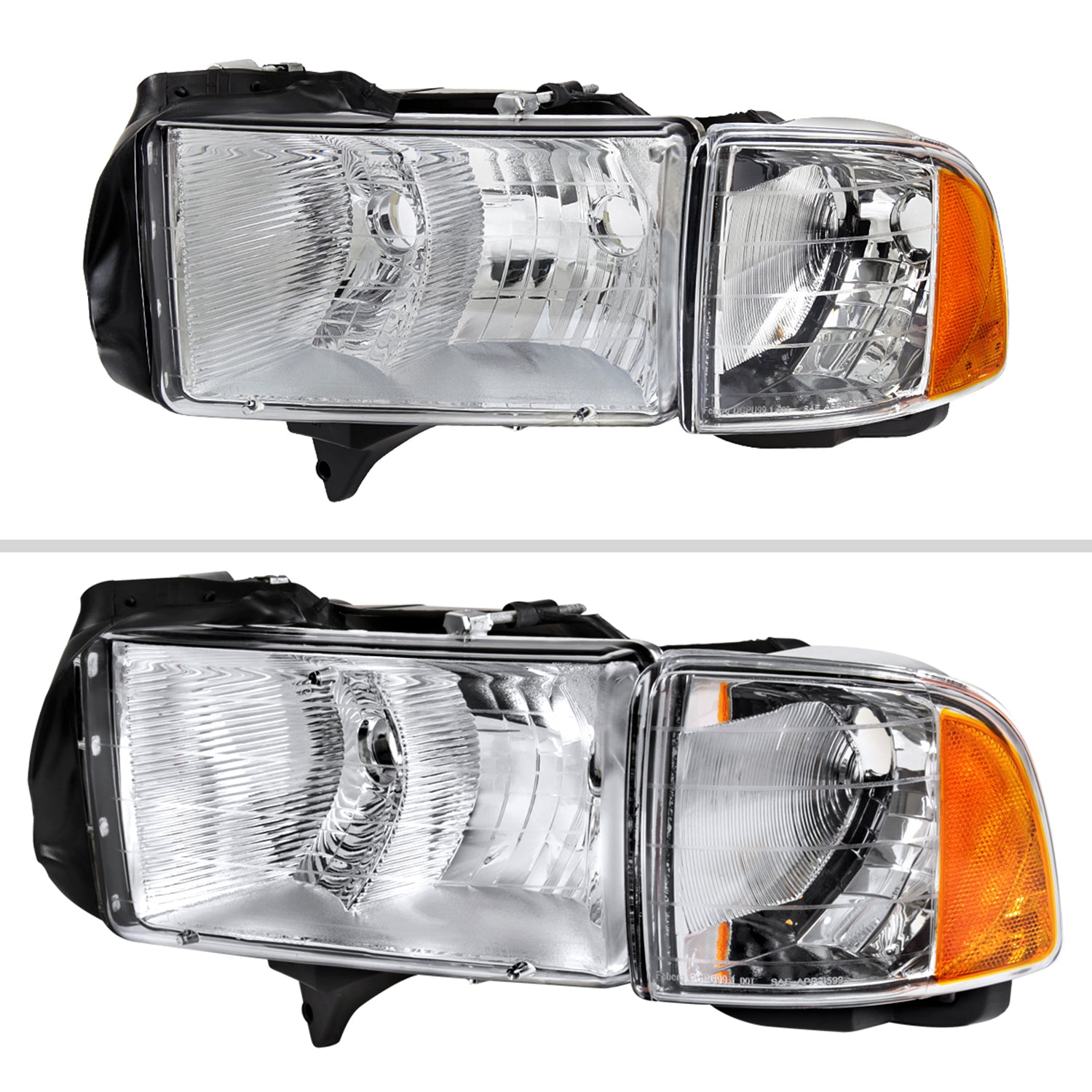 1999-2001 Dodge RAM 1500 Sport Factory Headlights and Corner Lights Chrome
