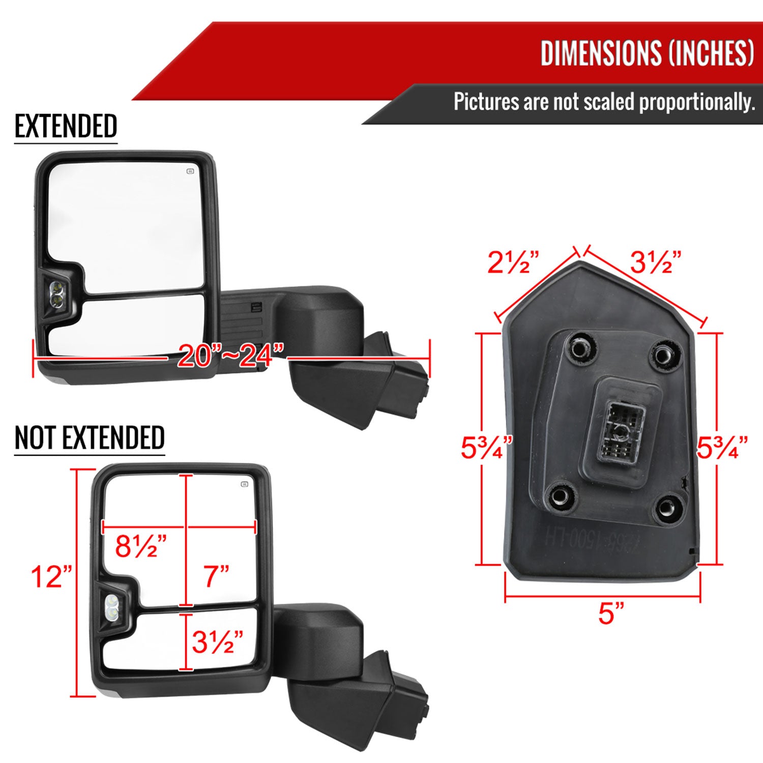 2019-2023 Chevy Silverado 1500 Heated Chrome Towing Mirrors & Turn Signal