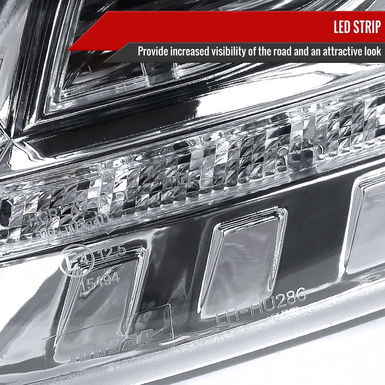 2006-2008 Audi A4 Projector Headlights w/R8 SMD LED Light Strip Chrome/Clear