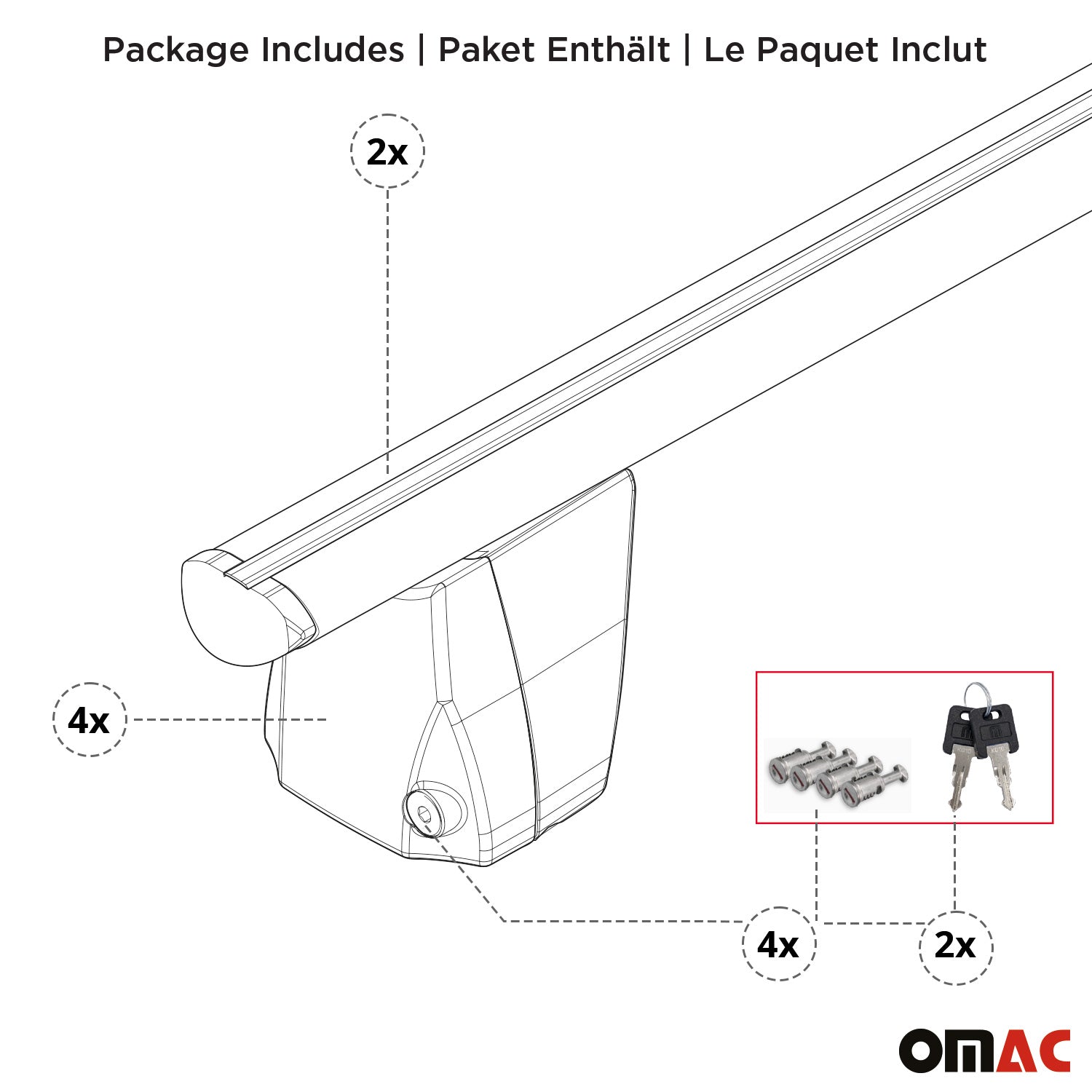 2000-2005 VW Jetta A4 Roof Rack Cross Bars Black