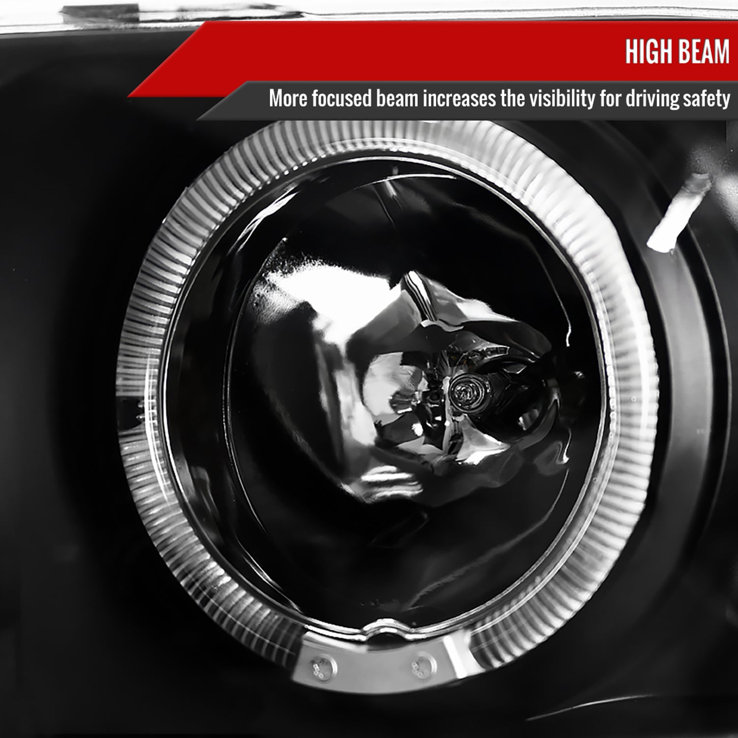 2002-2005 Dodge RAM 1500/ RAM 2500 3500 Dual Halo Headlights Matte Black