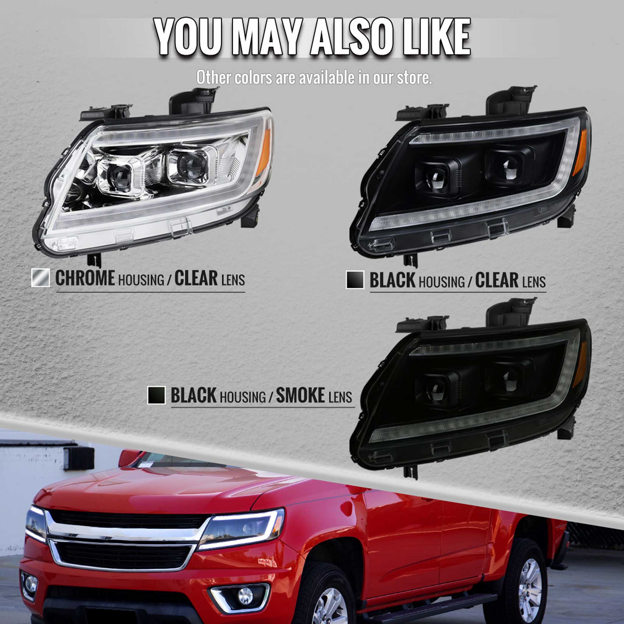For Chevrolet Colorado 2015-2022 Headlights LED DRL Light Strip Turn Signal Side Marker Chrome Housing Clear Lens