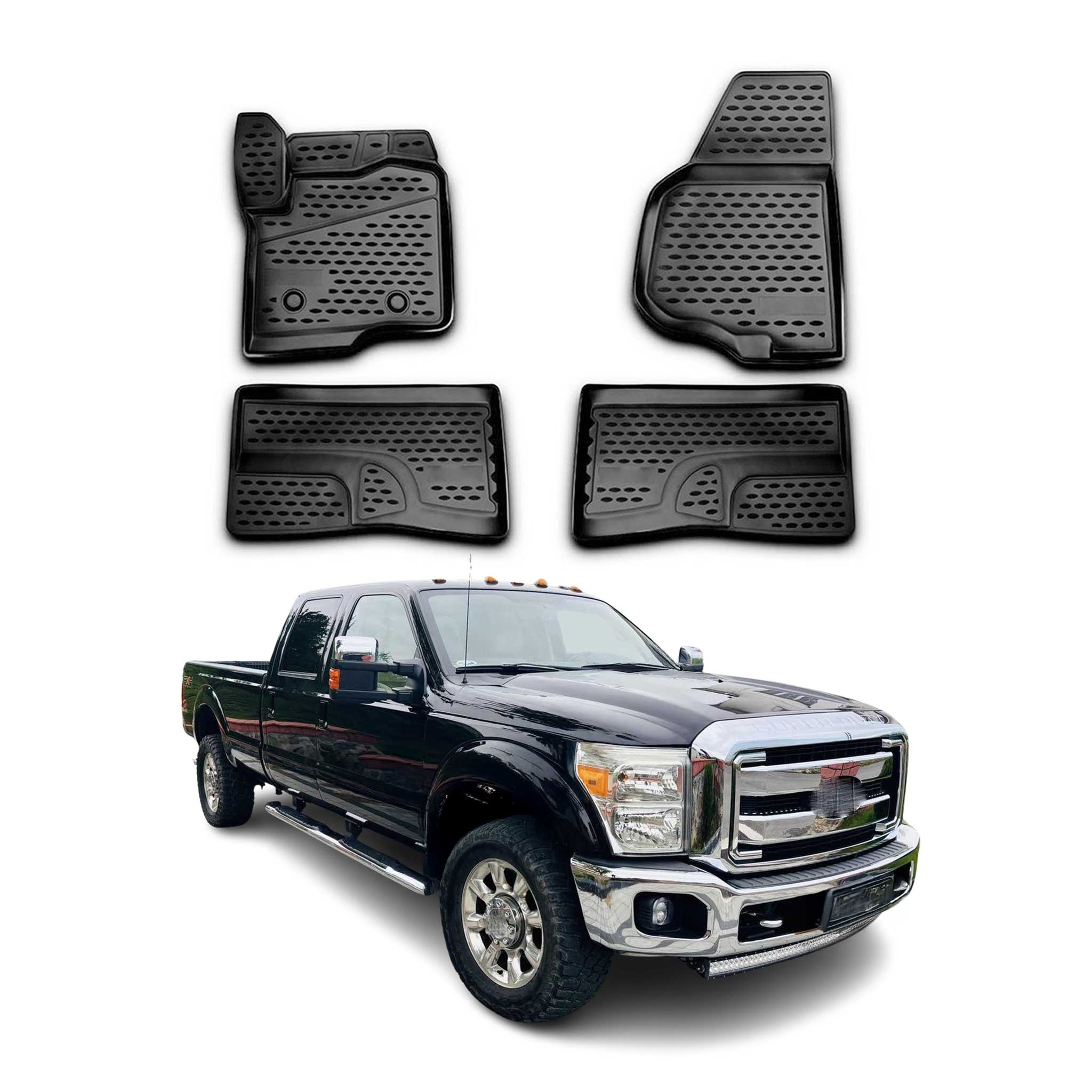 2011-2016 Ford F-450 Super Duty Floor Mats Liners Full Set All Weather Black