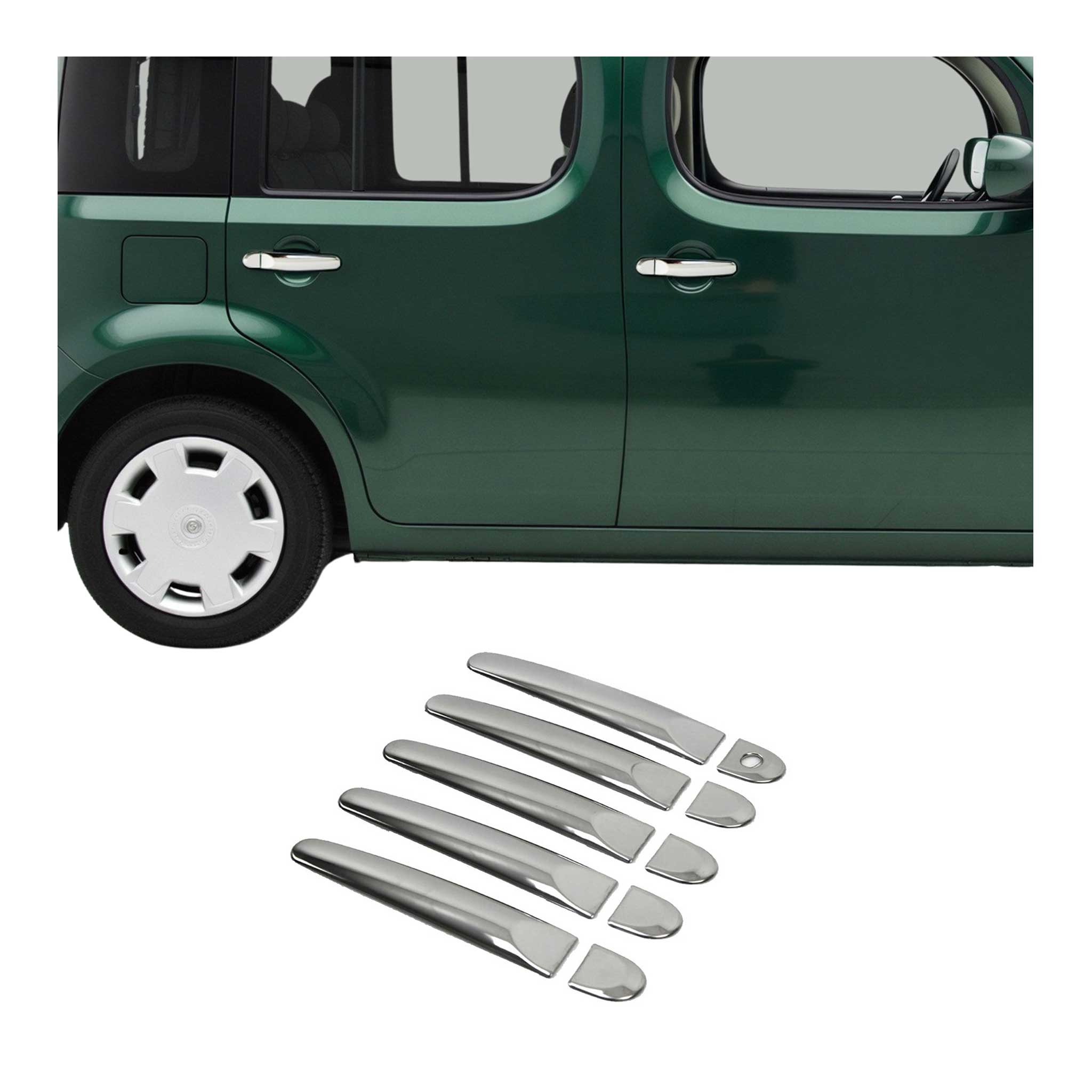 2009-2014 Nissan Cube Car Door Handle Cover Protector Stainless Steel Chrome 10 Pcs
