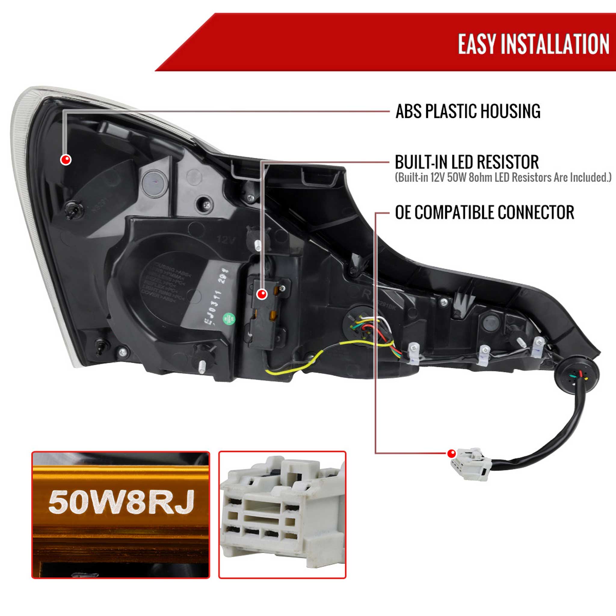 For Infiniti G37 2008-13 / Q60 Coupe 2014-15 Red LED Tail Lights Switchback Sequential Turn Signals Black Housing Smoked Lens