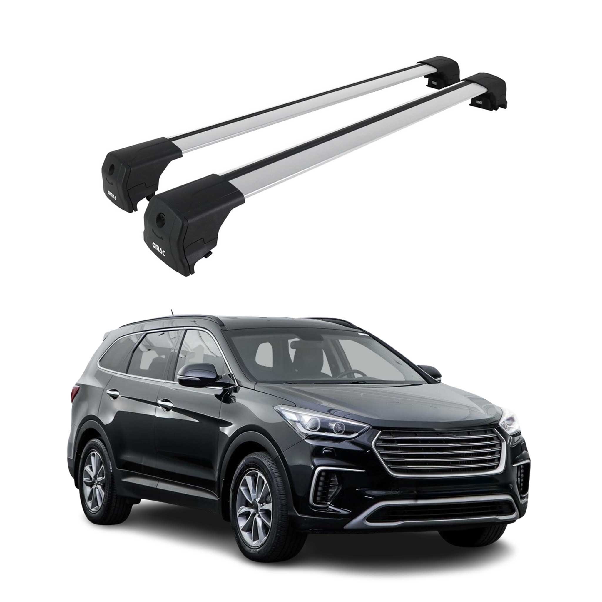 Alu Roof Racks Cross Bars Carrier for Hyundai Santa Fe 3.gen 2013-2018 Gray 2x